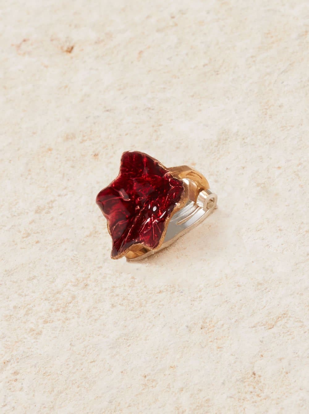 Ivy Leaf Clip Earring in Cherry