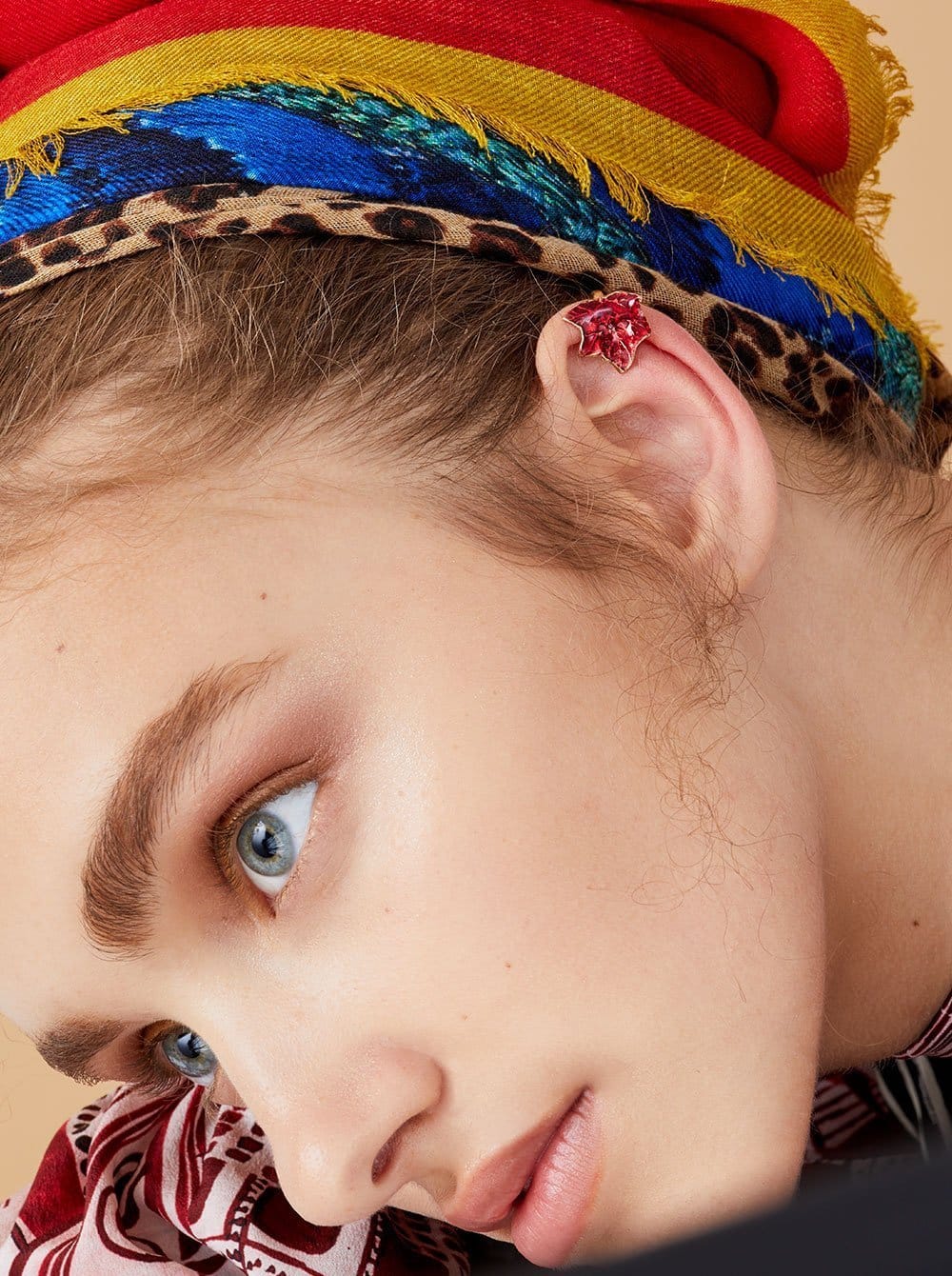 Ivy Leaf Clip Earring in Cherry