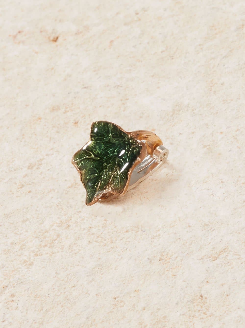 Ivy Leaf Clip Earring in Forest Green