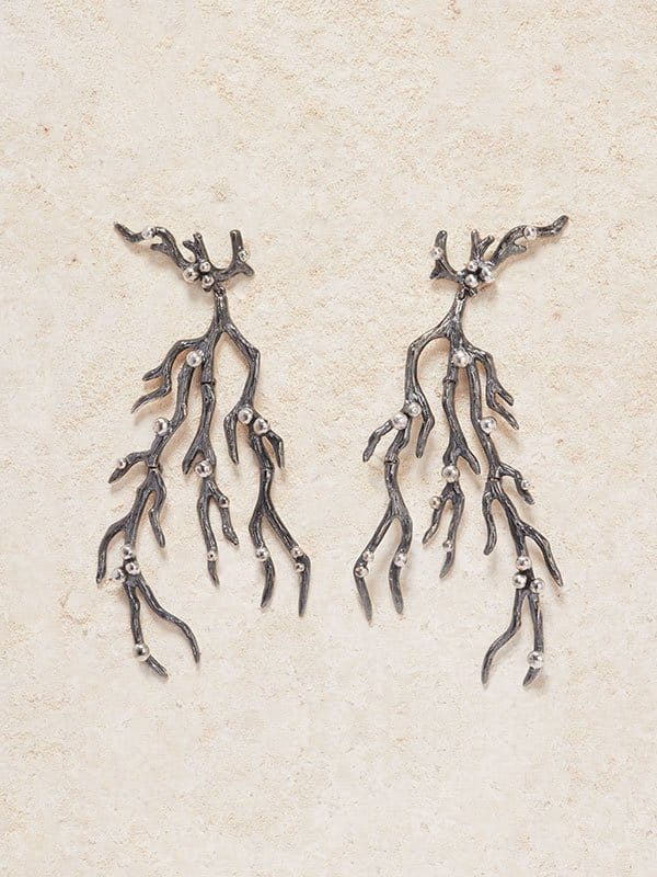 Ramo Drop Earrings in Silver