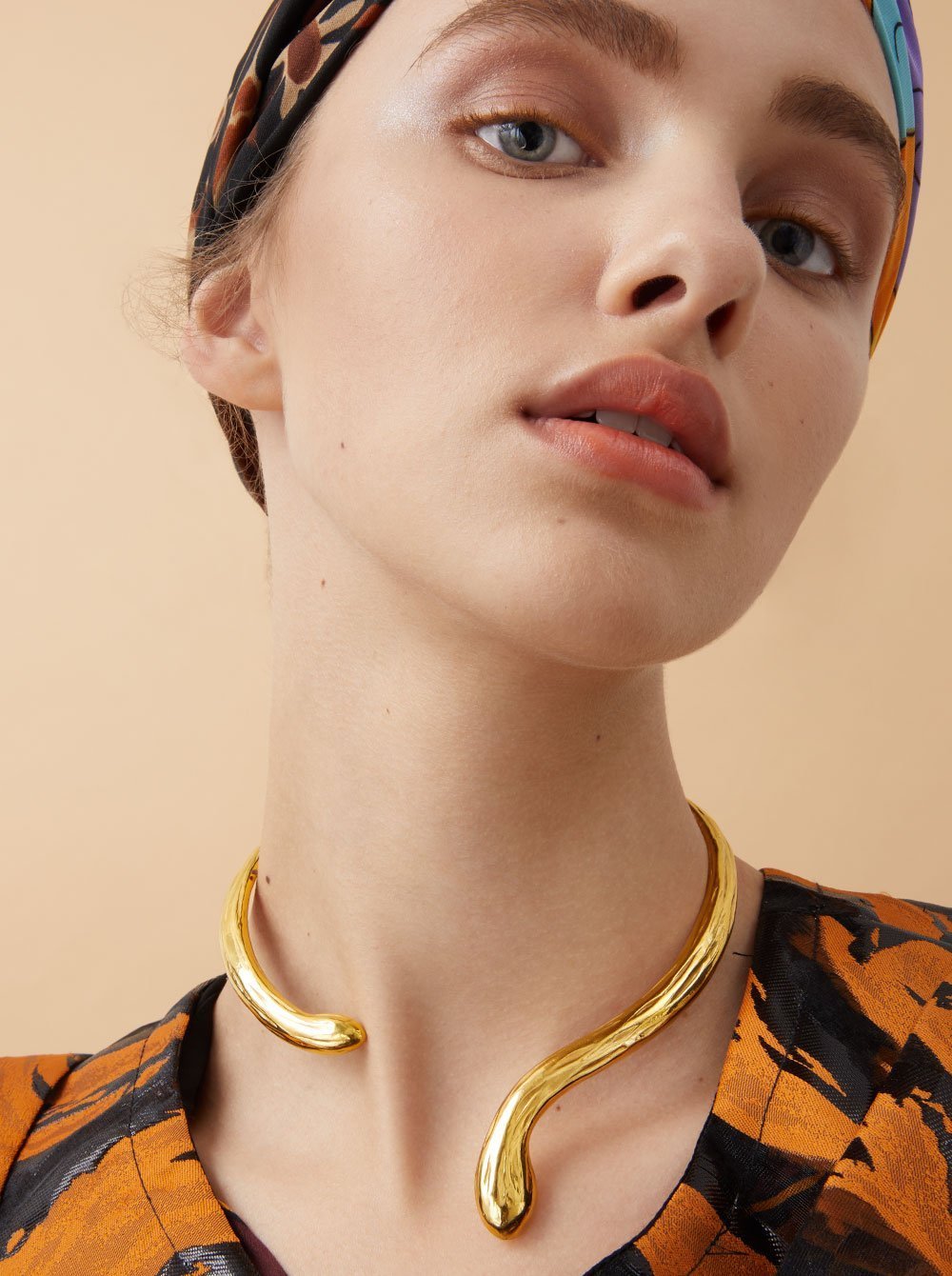 Snake Collar in Plated Gold