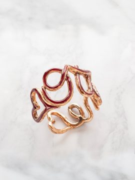 Name Cuff in Bronze with Cherry Enamel