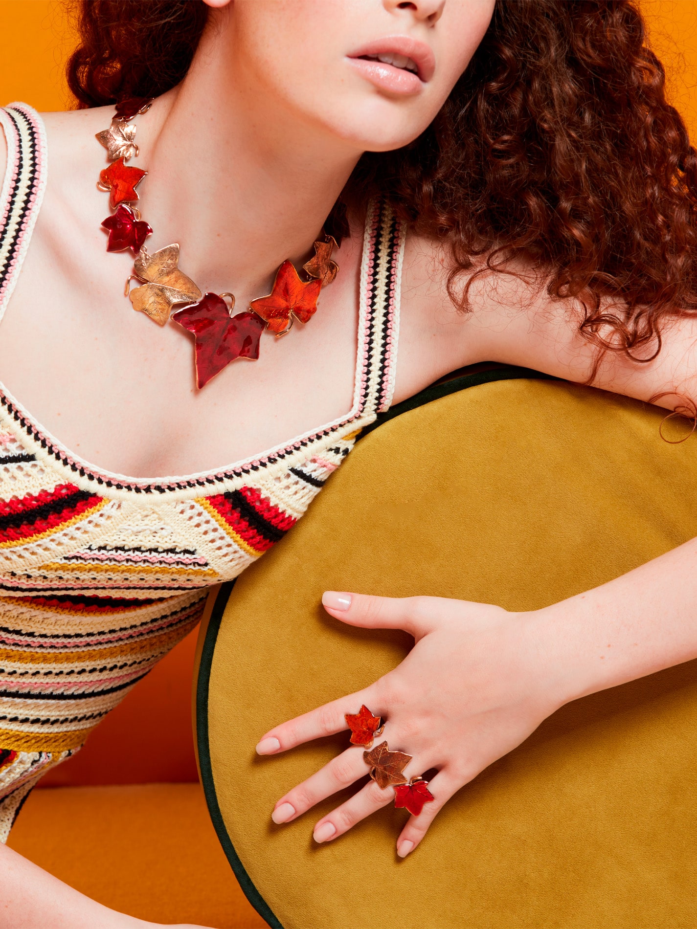 Edera Duo Ring in Bronze, Cherry and Champagne Orange