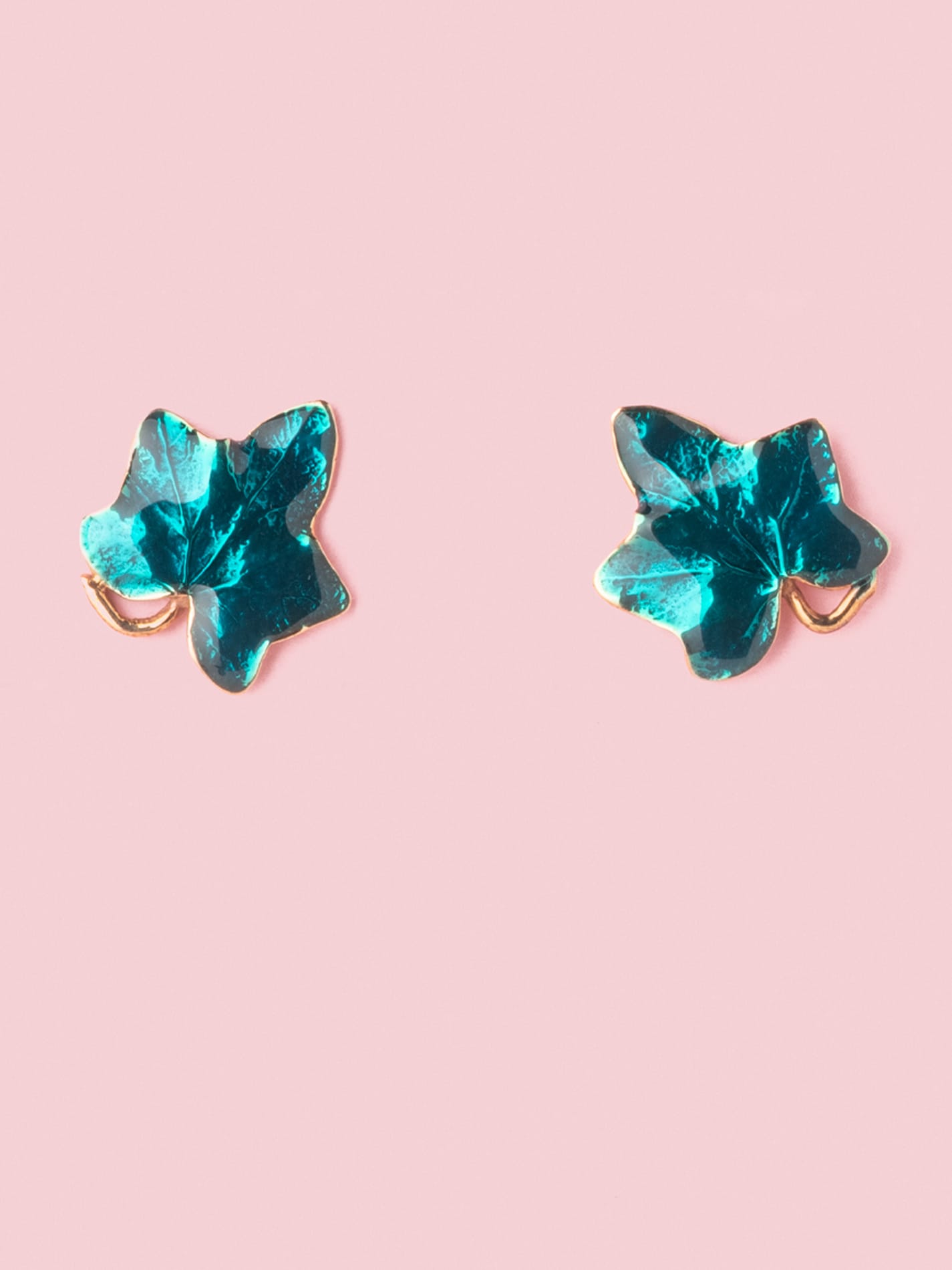 Edera Pin Earrings in Bronze and Mediterranean Blue - S