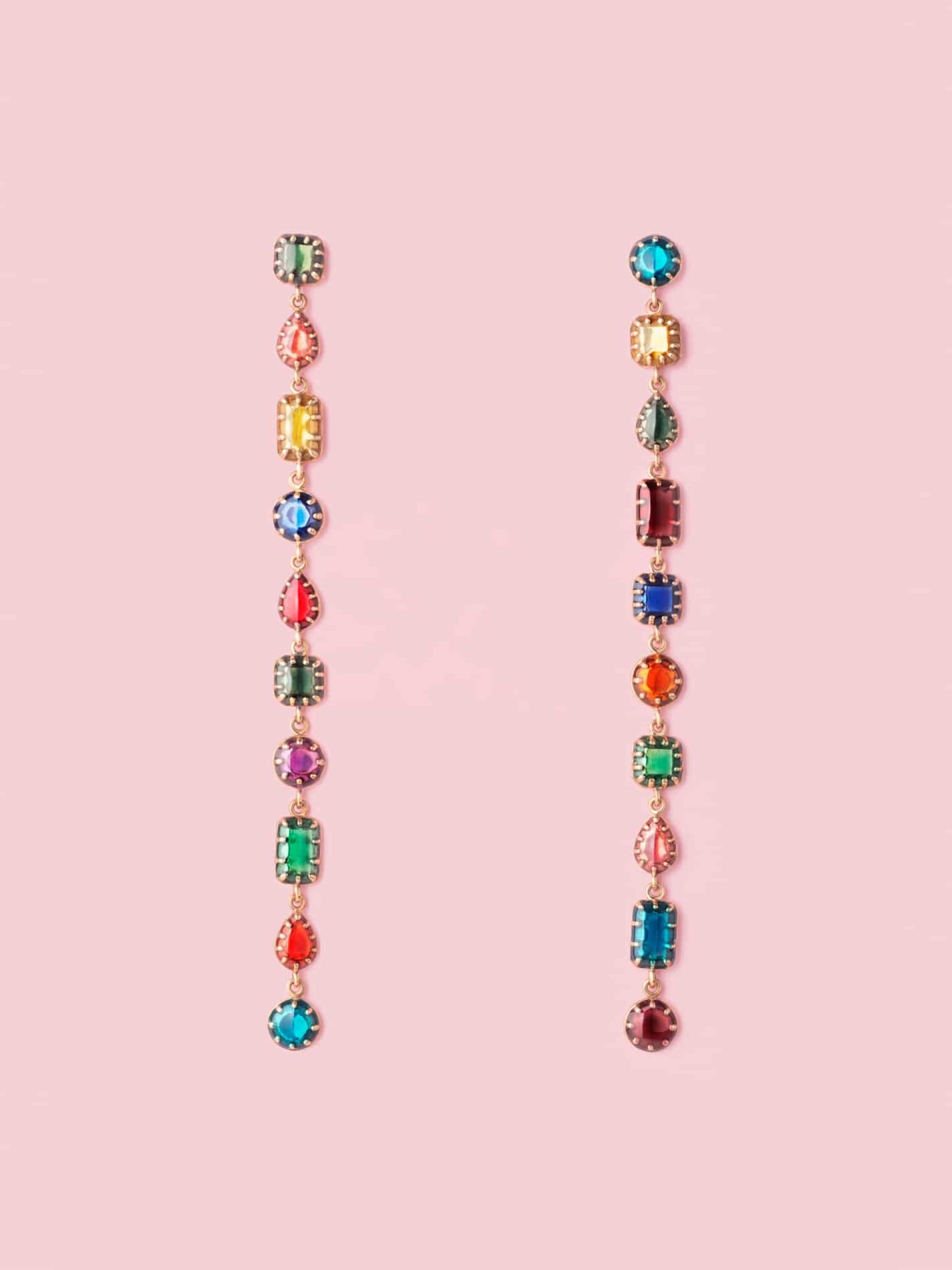 Rainbow Dangle Earrings in Bronze and Multicolour