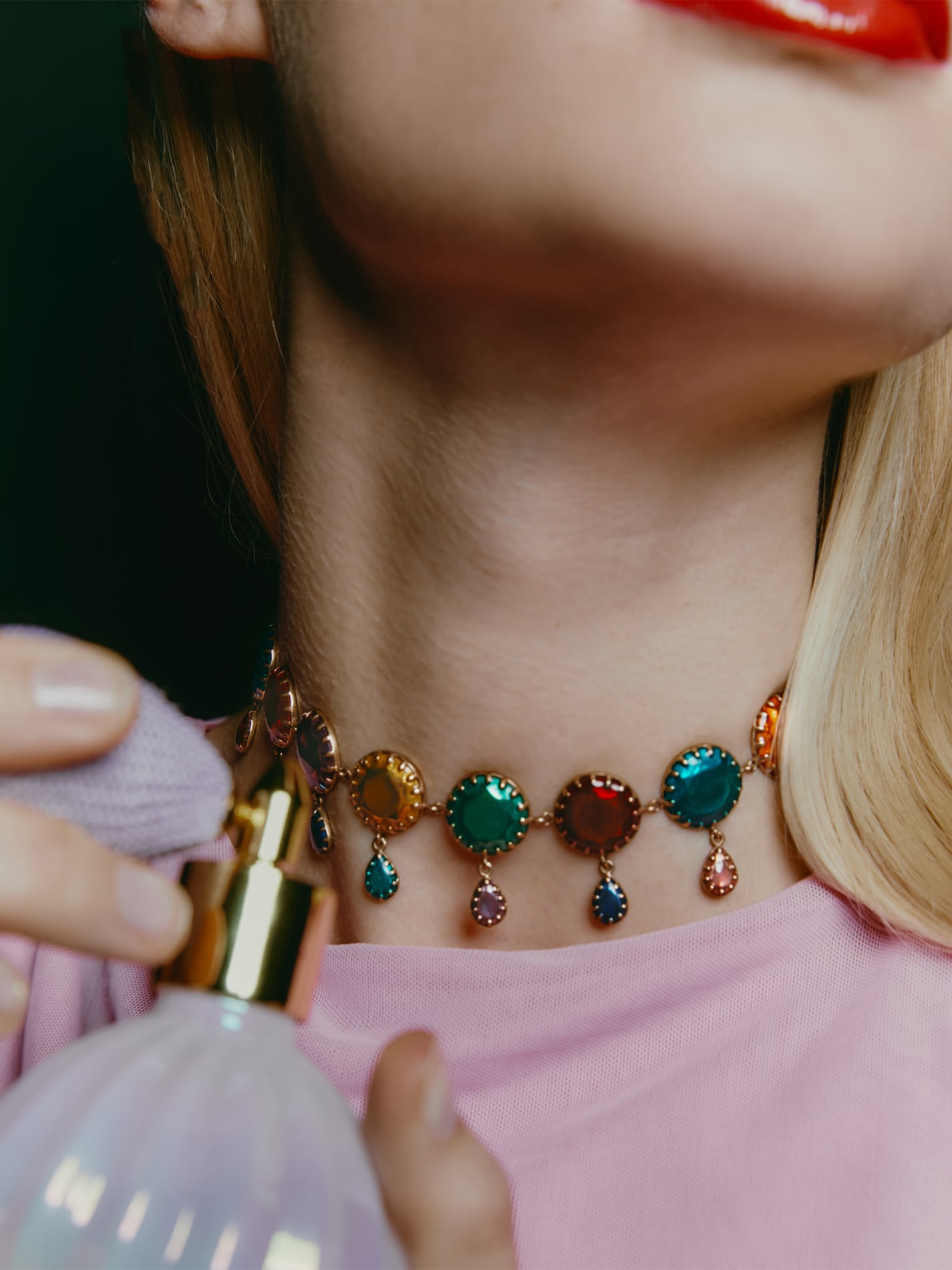 Rainbow Collar Necklace in Bronze and Multicolour
