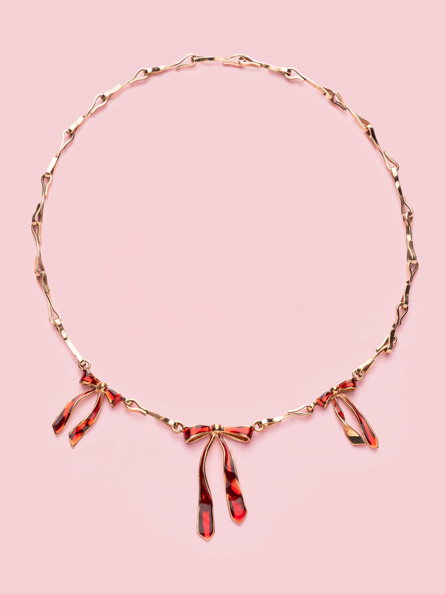 Fiocco Chain Necklace in Bronze and Cherry