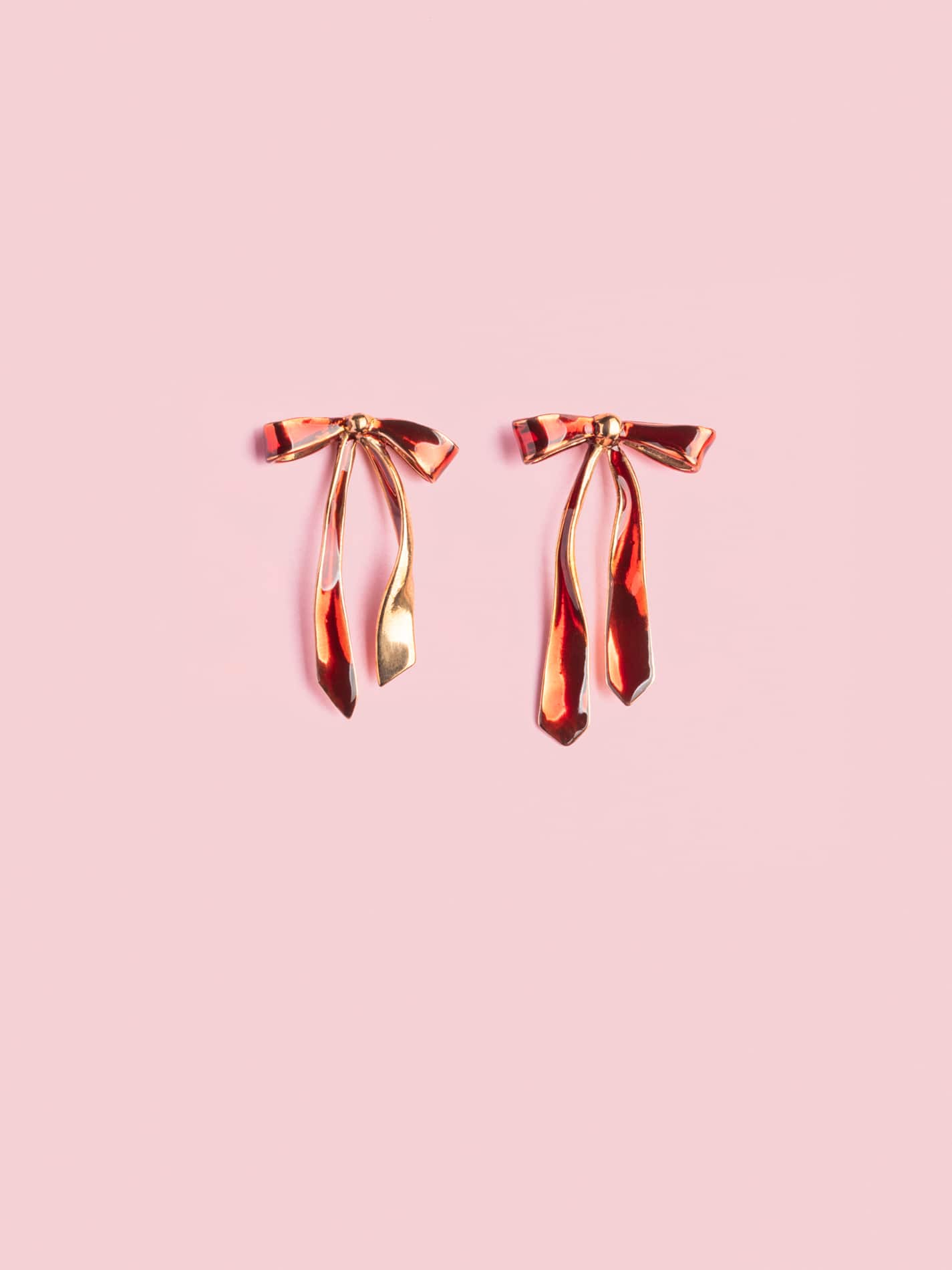 Fiocco Pin Earrings in Bronze and Cherry M