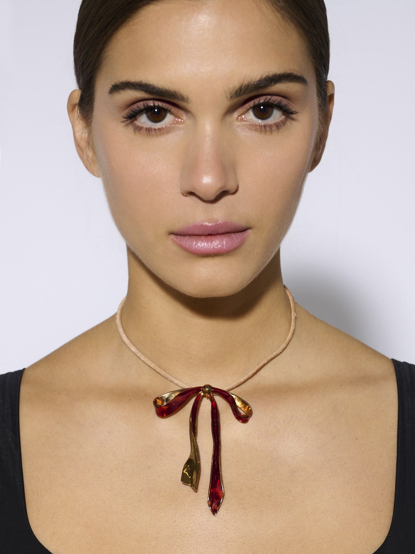 Fiocco Pendant Necklace in Bronze and Cherry L