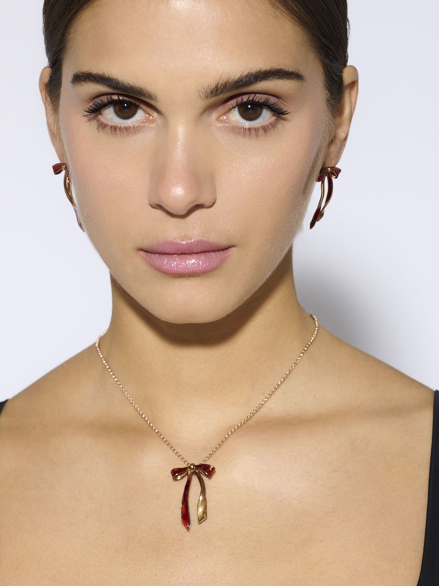 Fiocco Pendant Necklace in Bronze and Cherry S